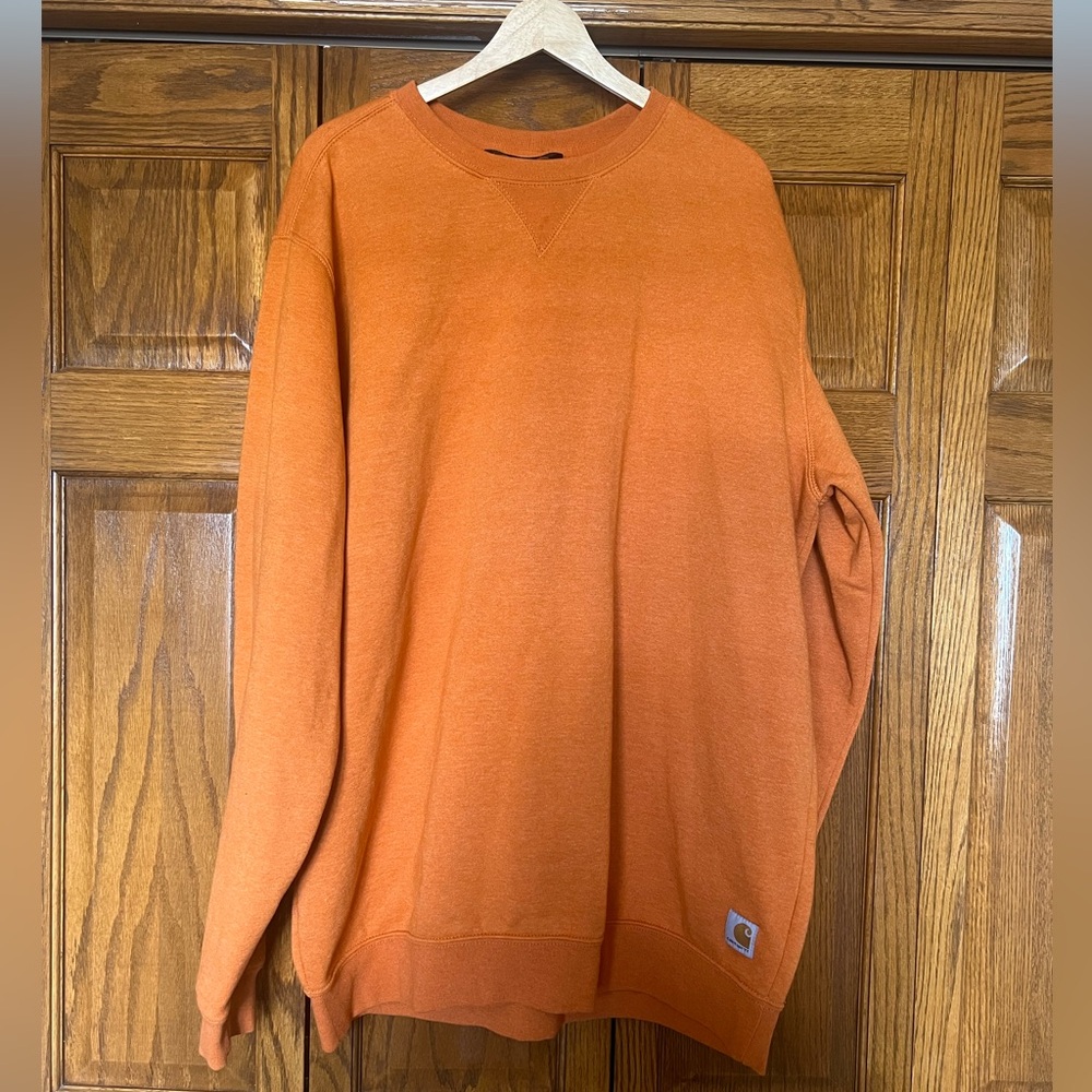 Like New Orange Mens Carhartt Loose Fit Crewneck Sweatshirt - Size XL Tall
